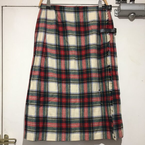VINTAGE MOSBROOK WOOL PLAID PLEATED KILT SKIRTS SIZE 14 - Picture 2 of 8